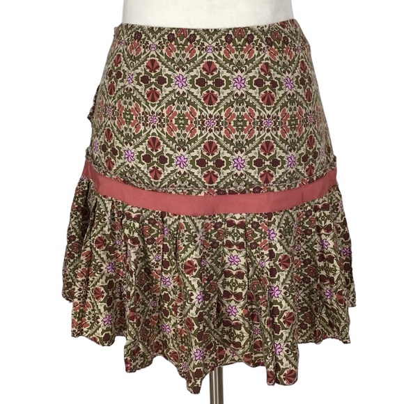 Miller Girl Nicole Miller Boho Floral Tiered Mini Skirt Size 0 - Picture 2 of 3